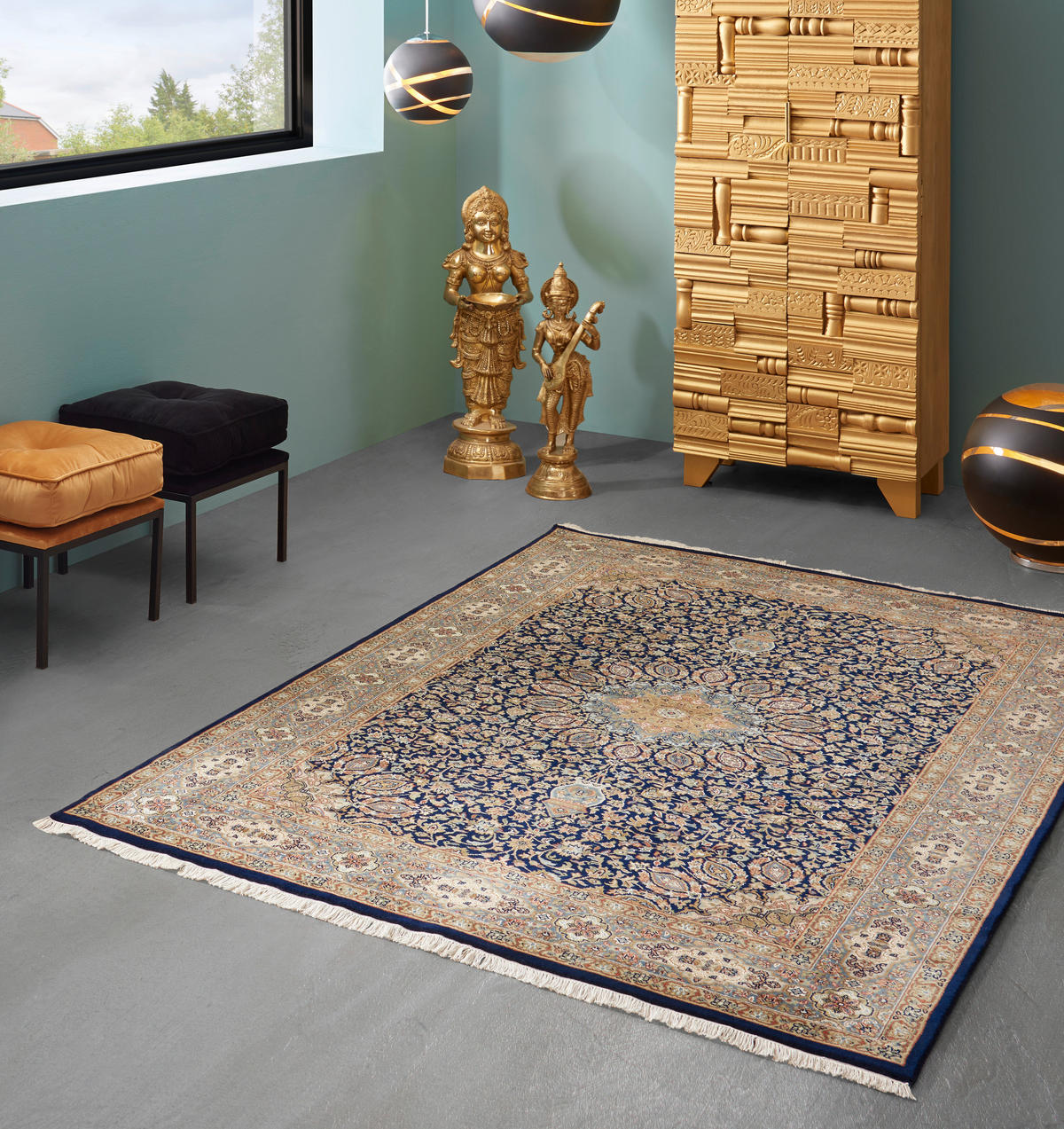 ORIENTÁLNY KOBEREC, 120/180 cm, tmavomodrá - tmavomodrá, Lifestyle, textil (120/180cm) - Cazaris