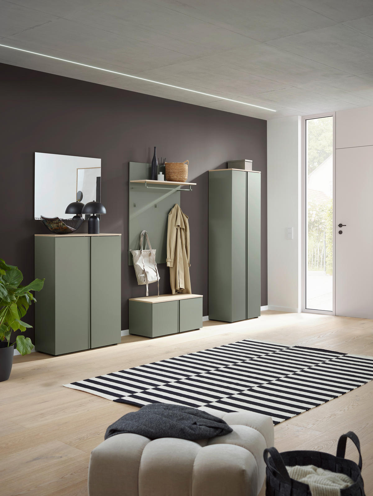 SCHUHSCHRANK Grün, Eichefarben  - Eichefarben/Schwarz, Design, Holzwerkstoff/Kunststoff (79/113,2/34cm) - Voleo