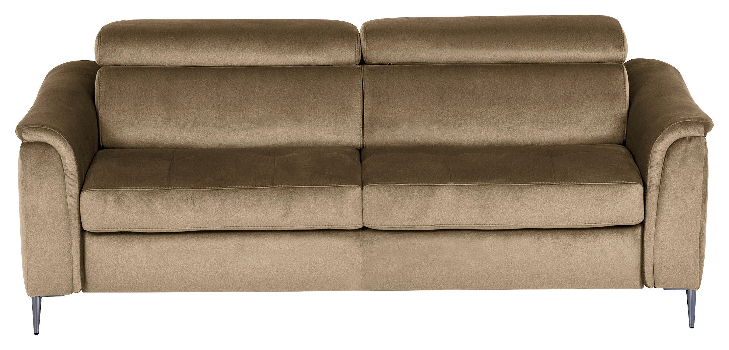 SCHLAFSOFA Samt Hellbraun  - Chromfarben/Hellbraun, Design, Textil/Metall (203/77-98/103cm) - MID.YOU
