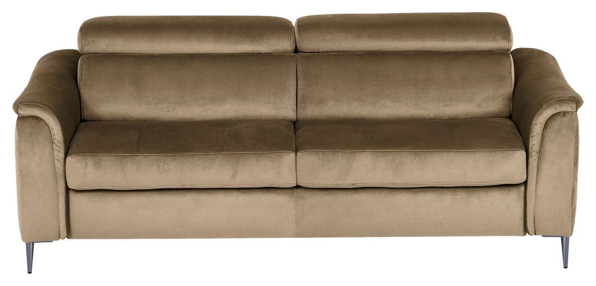 SCHLAFSOFA  in Samt Hellbraun  - Chromfarben/Hellbraun, Design, Textil/Metall (203/77-98/103cm) - MID.YOU
