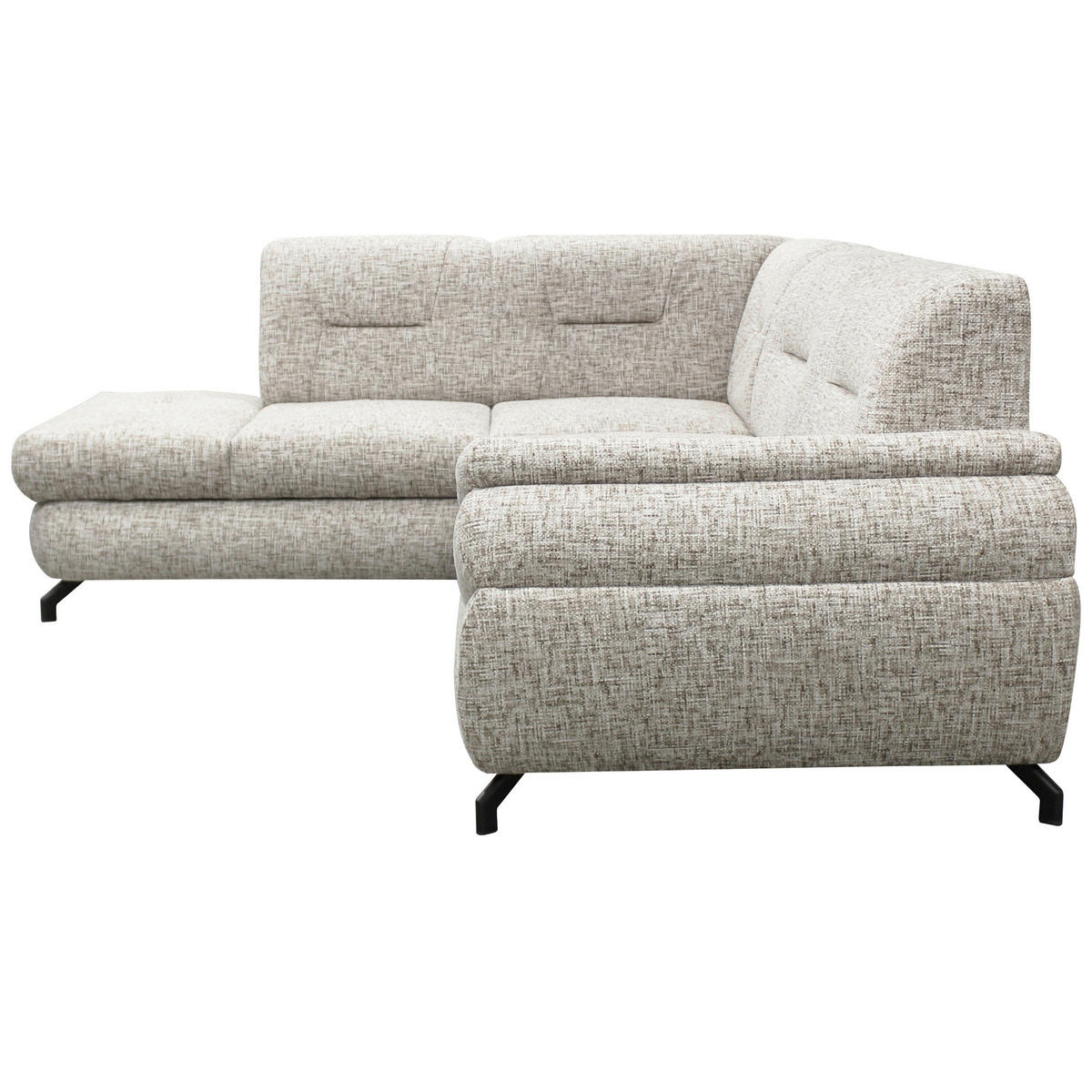 ECKSOFA Beige Struktur, Plüsch  - Beige/Schwarz, Design, Textil/Metall (201/274cm) - MID.YOU