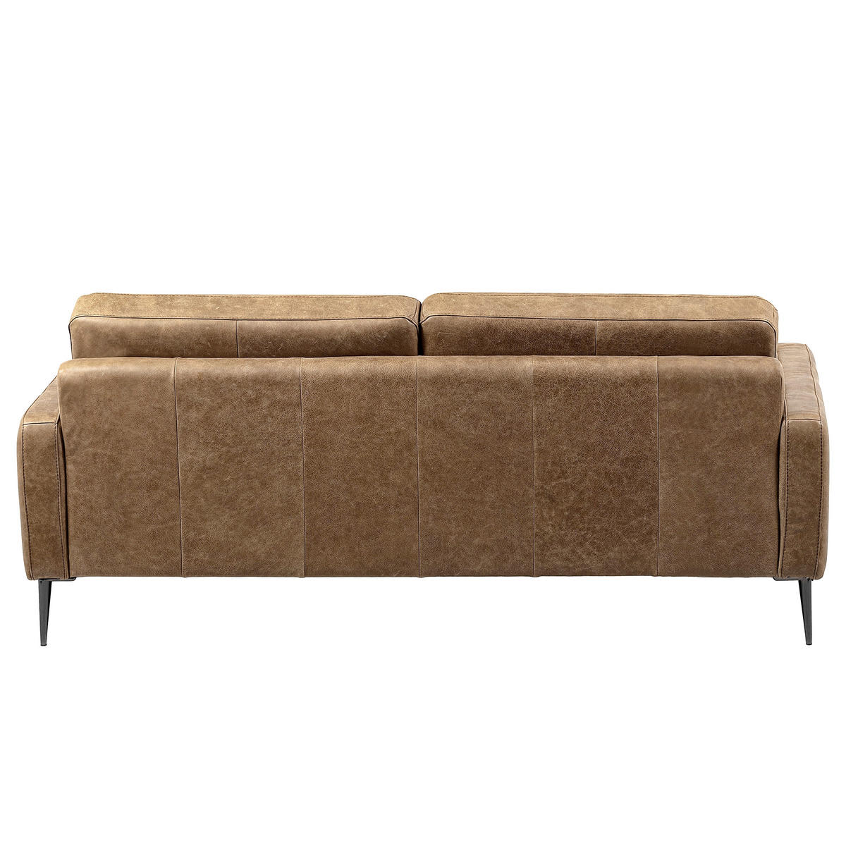 3-SITZER-SOFA SPRING in Lederlook Echtleder Hellbraun  - Hellbraun/Schwarzchrom, Design, Leder/Textil (187/85/92cm) - Livetastic