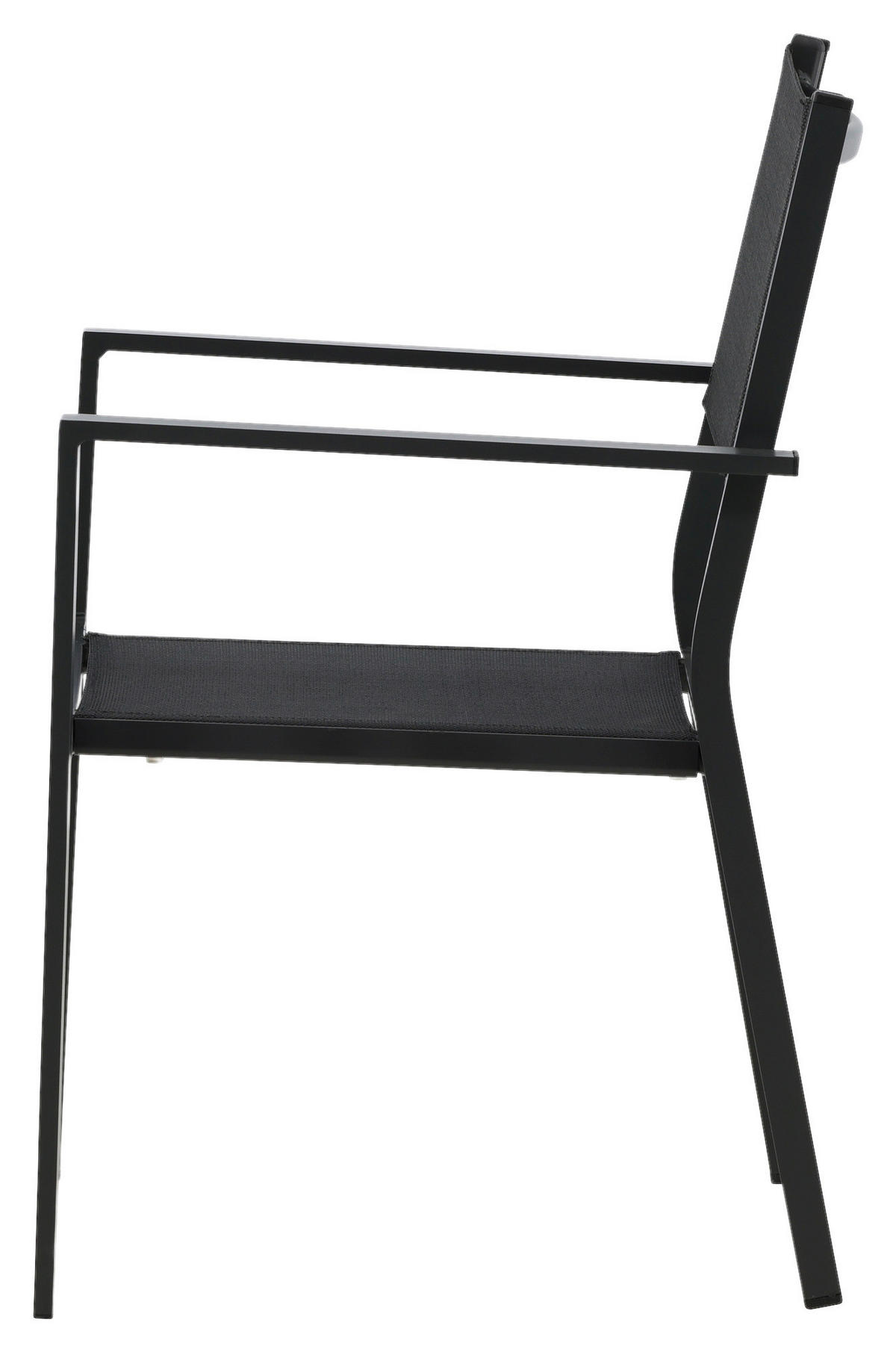 Stapelsessel 2er-Set Aluminium Schwarz  - Schwarz, KONVENTIONELL, Textil/Metall (56.5/88/61cm) - Gardenson