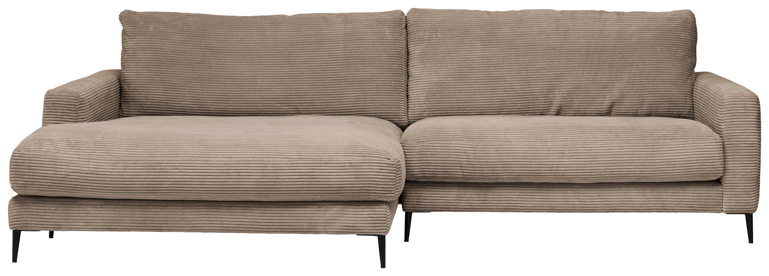 ECKSOFA Taupe Cord  - Taupe/Schwarz, Design, Textil/Metall (190/272cm) - Pure Home Lifestyle