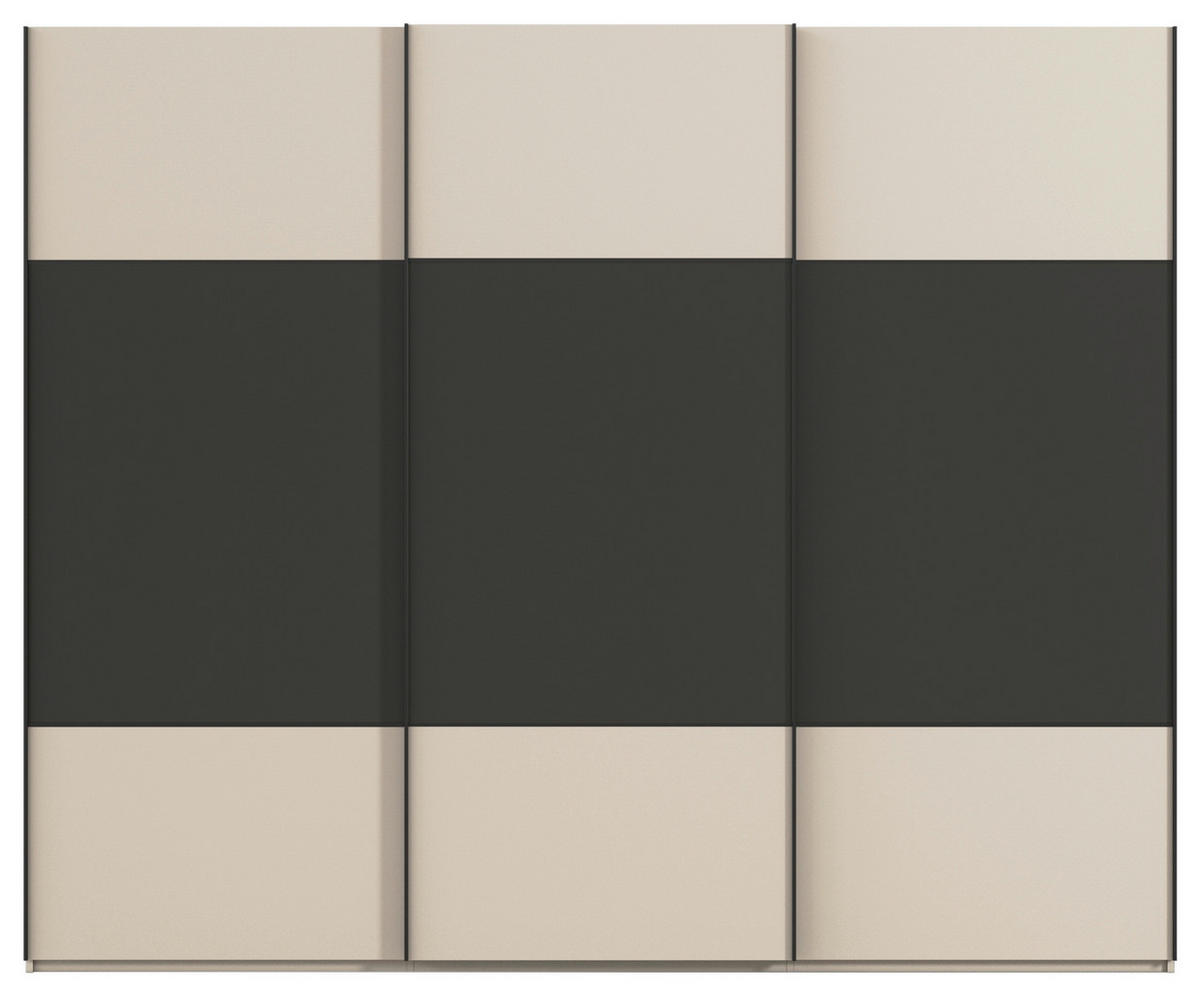 SCHWEBETÜRENSCHRANK 271/223/68 cm 3-türig Graphitfarben, Champagner  - Champagner/Schwarz, KONVENTIONELL, Holzwerkstoff/Metall (271/223/68cm) - Novel