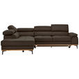 ECKSOFA  in Lederlook Anthrazit Bettkasten, Schlaffunktion, Kopfteilverstellung  226/282 cm  - Anthrazit/Schwarz, Natur, Holz/Textil (226/282cm) - Novel