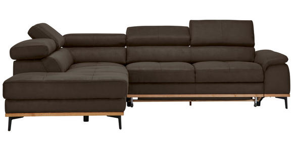 ECKSOFA  in Lederlook Anthrazit Bettkasten, Schlaffunktion, Kopfteilverstellung  226/282 cm  - Anthrazit/Schwarz, Natur, Holz/Textil (226/282cm) - Novel