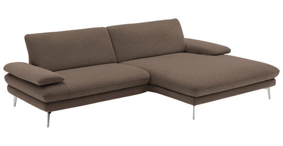 ECKSOFA in Webstoff Braun  - Schwarz/Braun, Design, Textil/Metall (284/184cm) - Dieter Knoll