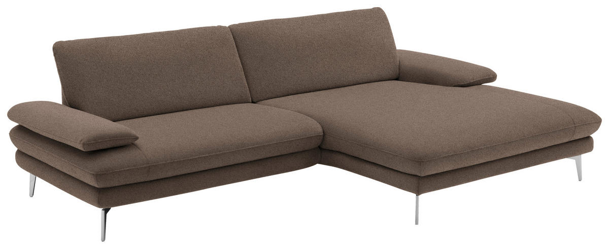 ECKSOFA in Webstoff Braun  284/184 cm  - Schwarz/Braun, Design, Textil/Metall (284/184cm) - Dieter Knoll