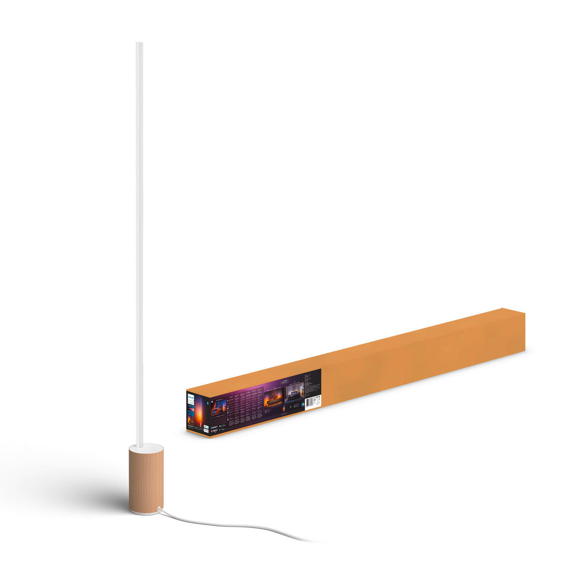 LED-STEHLEUCHTE - Hellbraun/Weiss, Basics, Holz/Metall (14/150,6cm) - Philips HUE