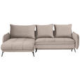 ECKSOFA  in Flachgewebe Beige  180/273 cm  - Beige/Schwarz, LIFESTYLE, Textil/Metall (180/273cm) - Hom`in