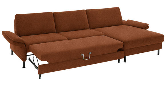 ECKSOFA  in Chenille, Flachgewebe Rostfarben  316/175 cm  - Rostfarben/Schwarz, Design, Textil/Metall (316/175cm) - Dieter Knoll
