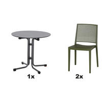 GARTENGARNITUR 3-teilig  - Anthrazit/Grün, Basics, Holzwerkstoff/Kunststoff (80/80/80cm) - Siena Garden