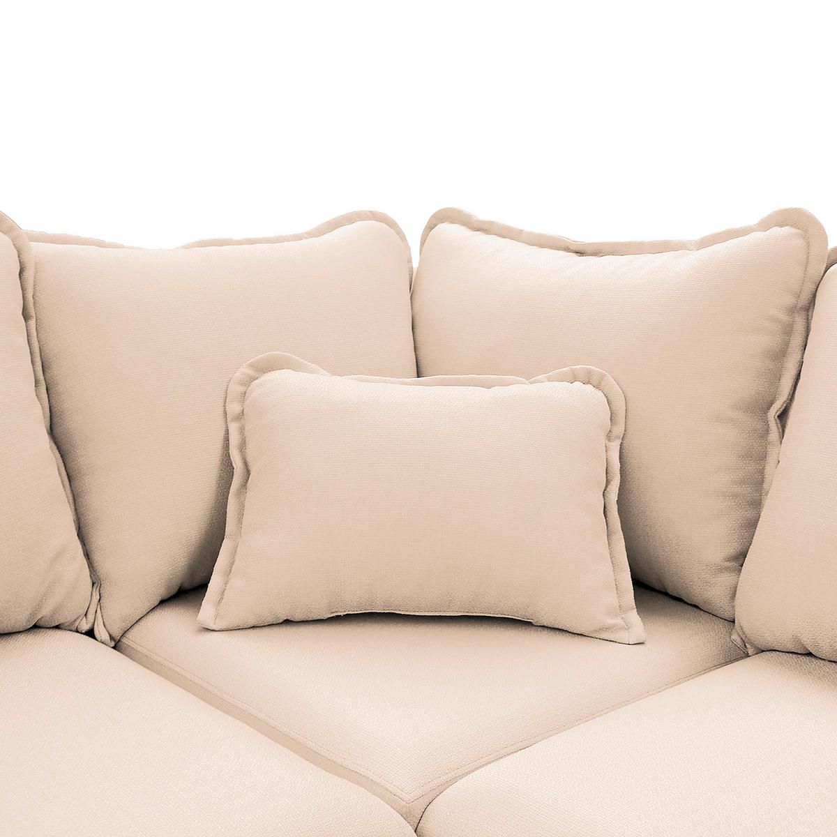 WOHNLANDSCHAFT Ecru Textilgeflecht  - Wengefarben/Ecru, Design, Holz/Textil (167/296/170cm) - Livetastic