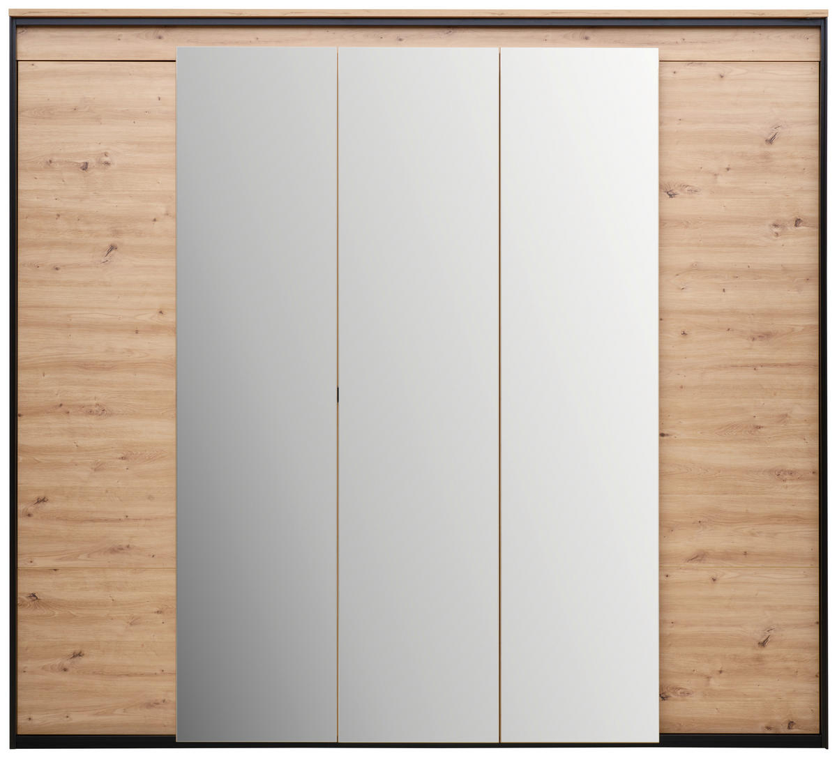 DREHTÜRENSCHRANK in Schwarz, Eiche Artisan  - Schwarz/Eiche Artisan, Design, Glas/Holzwerkstoff (251/227/59cm) - Voleo