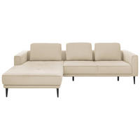 ECKSOFA Naturfarben Flachgewebe  - Schwarz/Naturfarben, KONVENTIONELL, Textil/Metall (193/279cm) - SetOne by Musterring