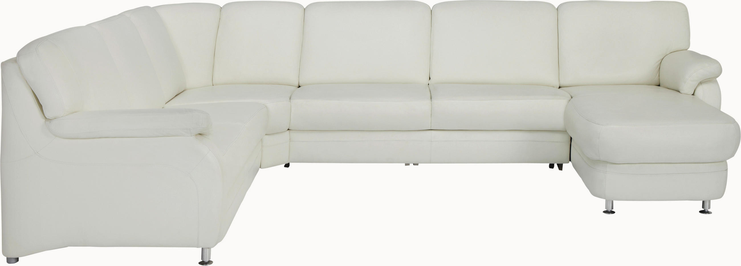 WOHNLANDSCHAFT in Echtleder Weiss  - Weiss/Alufarben, Konventionell, Leder/Metall (239/329/165cm) - Beldomo Premium