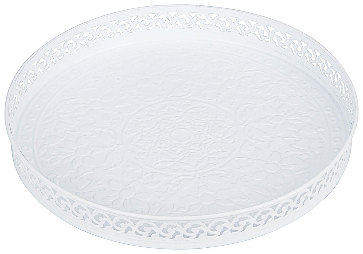 DEKORAČNÍ PODNOS, kov, 31/3,75 cm - bílá, Lifestyle, kov (31/3,75cm) - Ambia Home