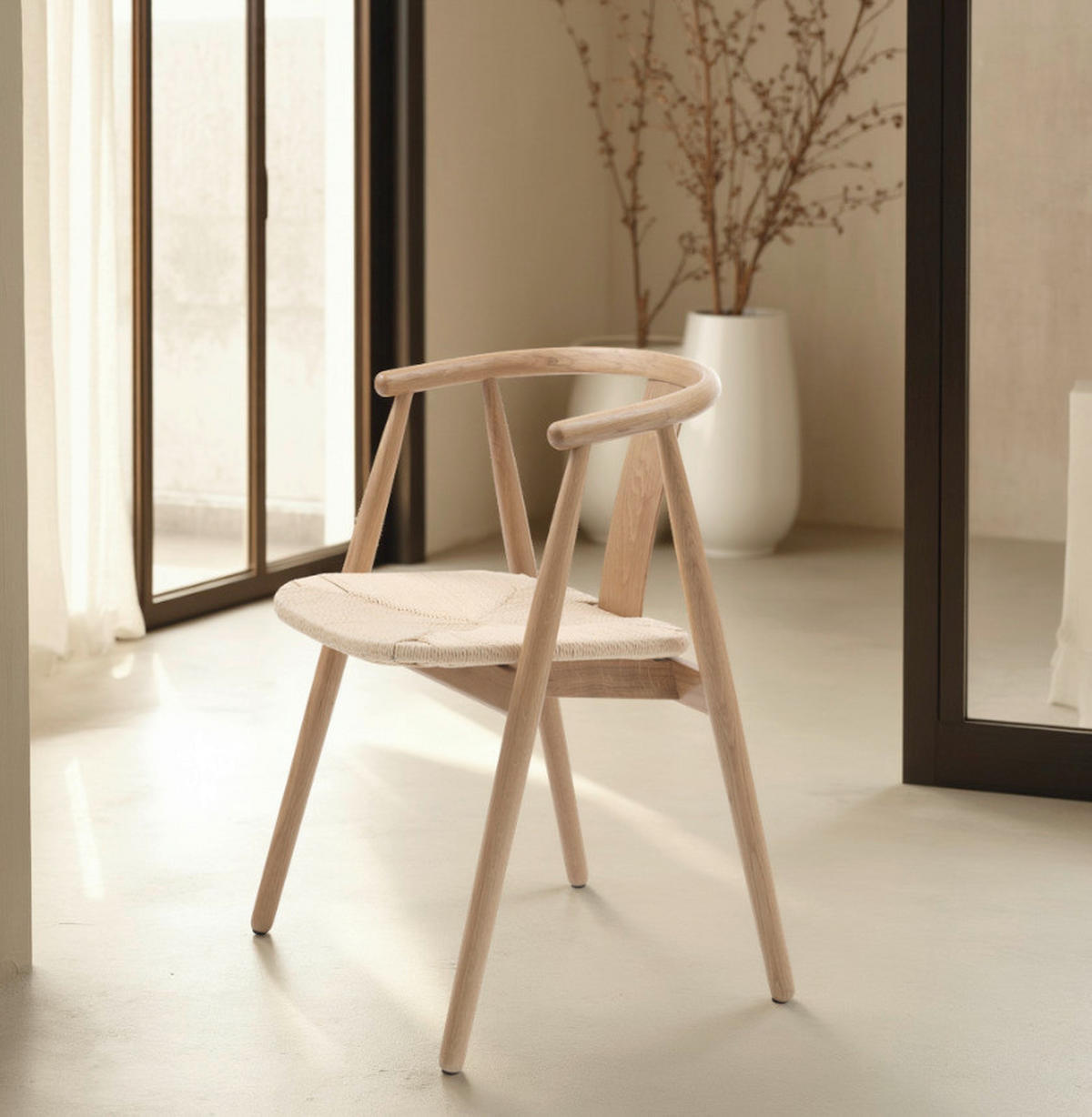 ARMLEHNSTUHL  in Webstoff  - Creme/Naturfarben, Basics, Holz/Textil (59/76,6/52cm) - Boxxx