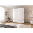 SCHWEBETÜRENSCHRANK 201/223/67 cm 2-türig Grau, Weiß  - Schwarz/Weiß, KONVENTIONELL, Glas/Holzwerkstoff (201/223/67cm) - Novel