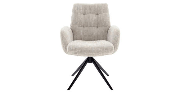 ARMLEHNSTUHL  Stoffauswahl, Typenauswahl, Sitzfläche 360° drehbar Webstoff  - Creme/Schwarz, Design, Textil/Metall (66/95/74cm) - Novel
