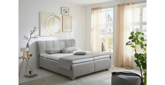 POLSTERBETT 180/200 cm in Grau - Silberfarben/Weiß, Design, Holz/Textil (180/200cm) - Carryhome