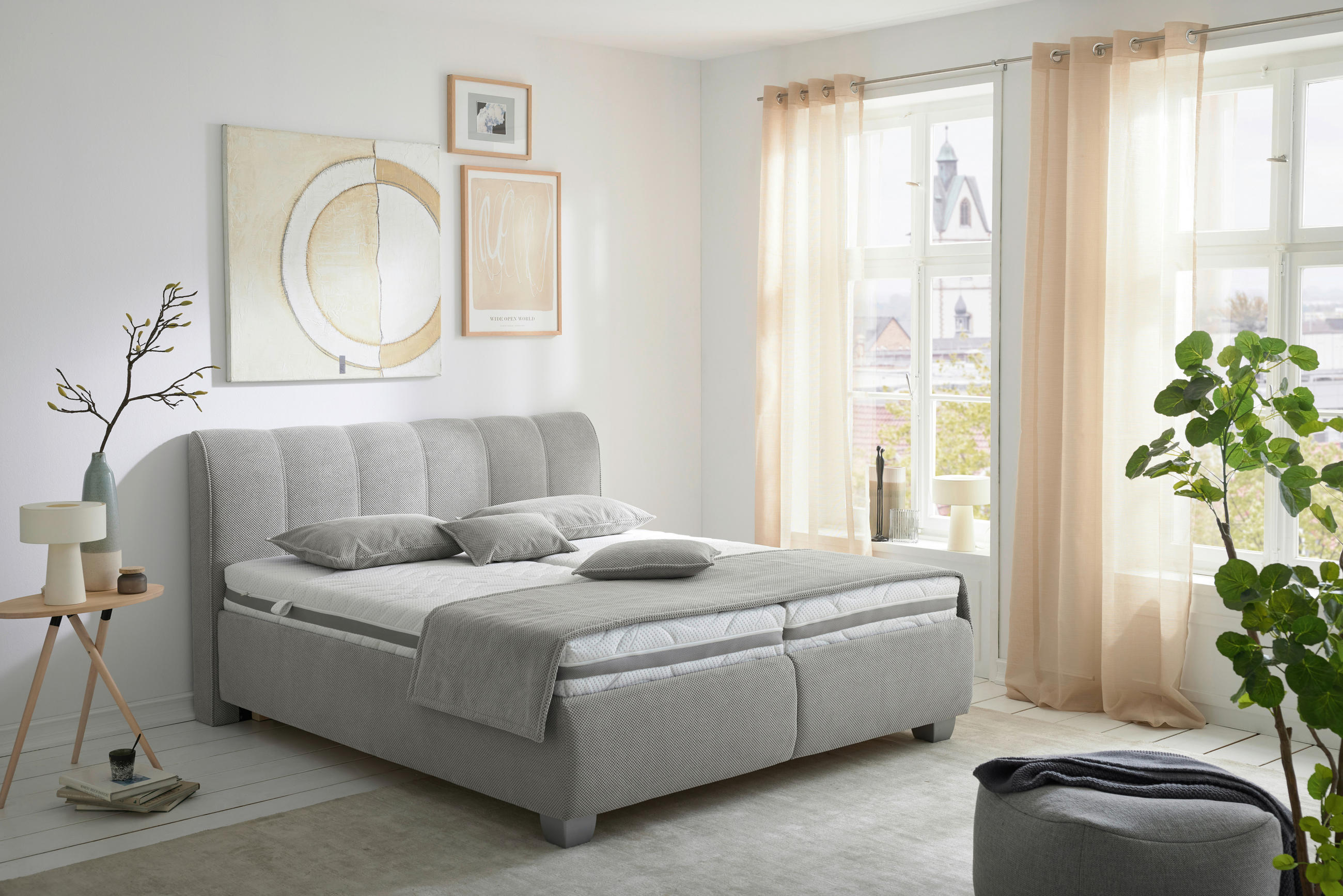 POLSTERBETT 180/200 cm  in Grau  - Silberfarben/Weiß, Design, Holz/Textil (180/200cm) - Carryhome