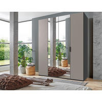 FALTTÜRENSCHRANK  in Graphitfarben, Grau, Sahara  - Schwarz/Graphitfarben, Design, Glas/Holzwerkstoff (200/236/58cm) - Boxxx