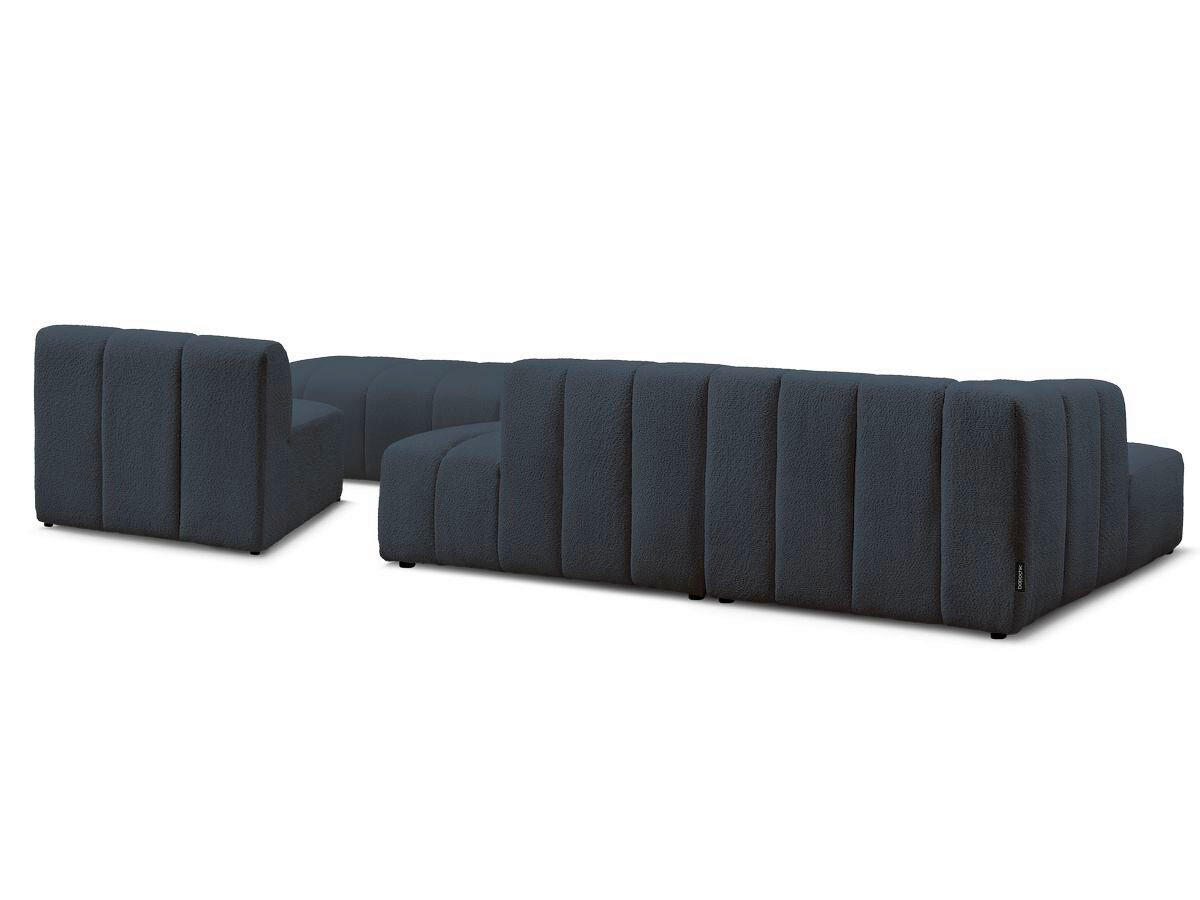 ECKSOFA Ottomane links  ANNECY Dunkelblau Bouclé  - Schwarz/Dunkelblau, MODERN, Kunststoff/Textil (170/262cm)