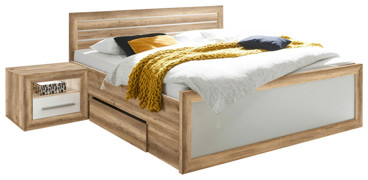 SCHLAFZIMMER Weiss, Eichefarben  - Weiss/Eichefarben, Modern, Holzwerkstoff - MID.YOU