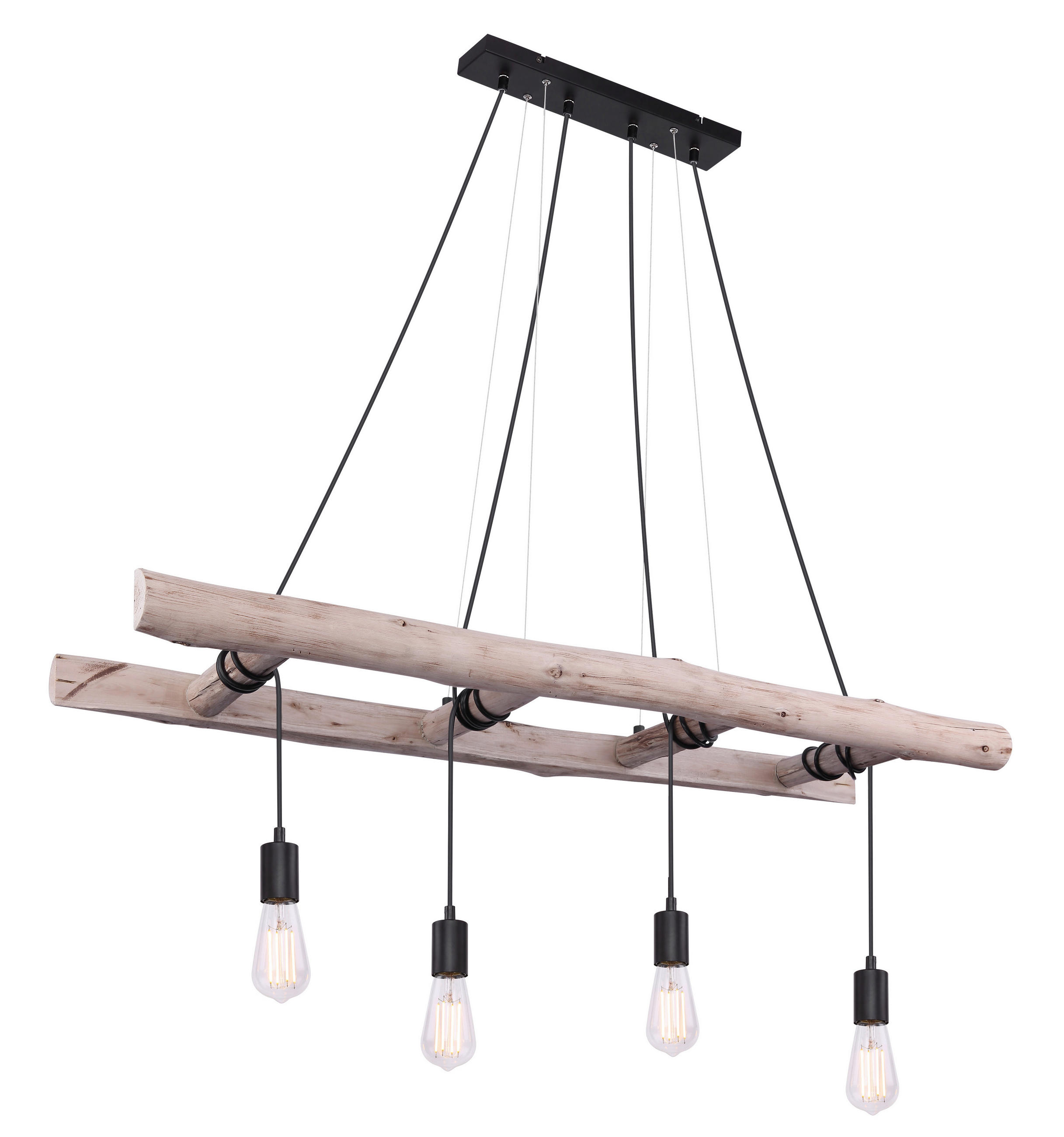 HÄNGELEUCHTE Rustic 115/30/192 cm   - Schwarz/Naturfarben, Design, Holz/Metall (115/30/192cm) - Marama