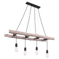 HÄNGELEUCHTE Rustic 115/30/192 cm   - Schwarz/Naturfarben, Design, Holz/Metall (115/30/192cm) - Marama