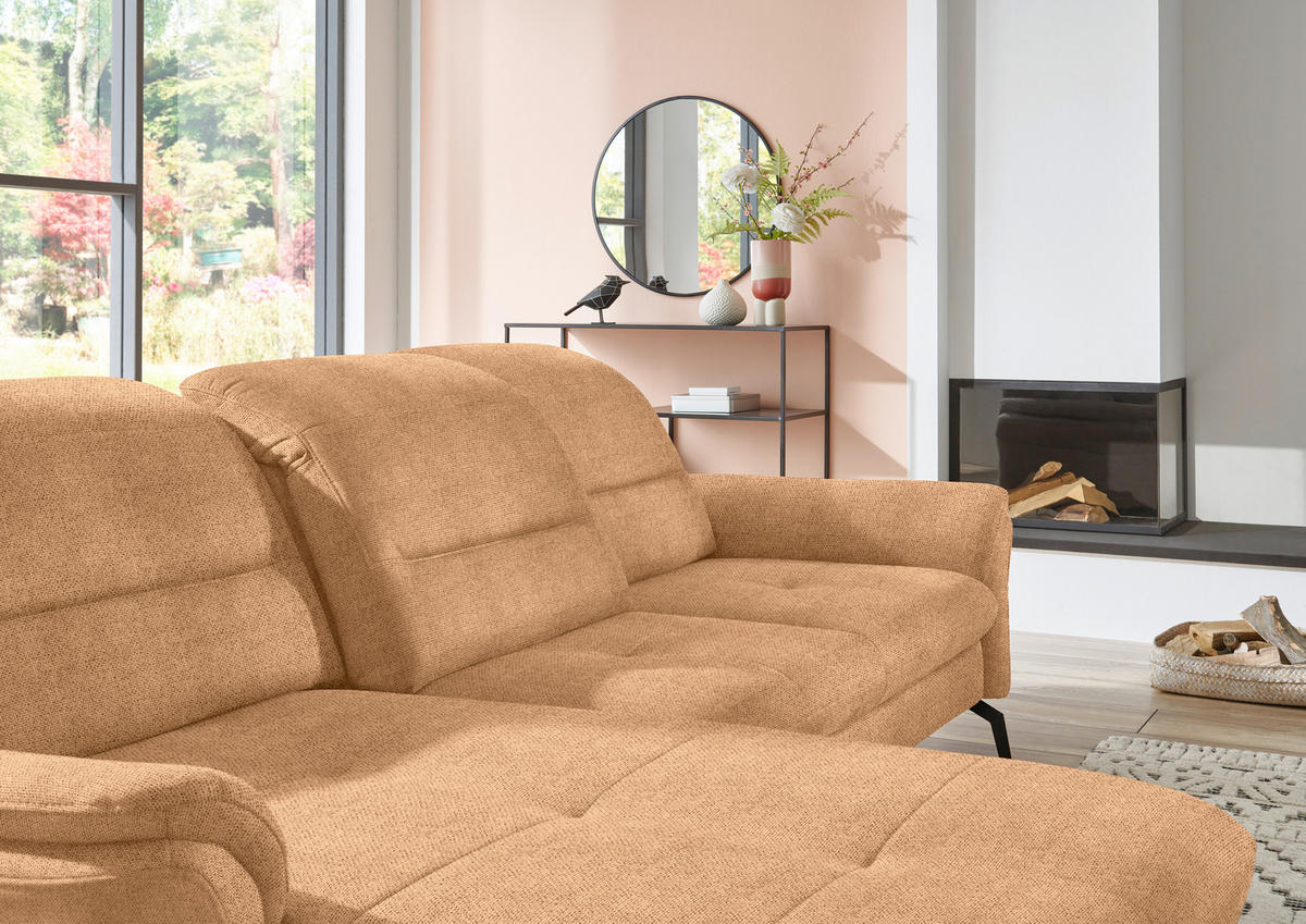 ECKSOFA in Flachgewebe Currygelb  - Currygelb/Schwarz, Konventionell, Textil/Metall (181/260cm) - Beldomo Speed