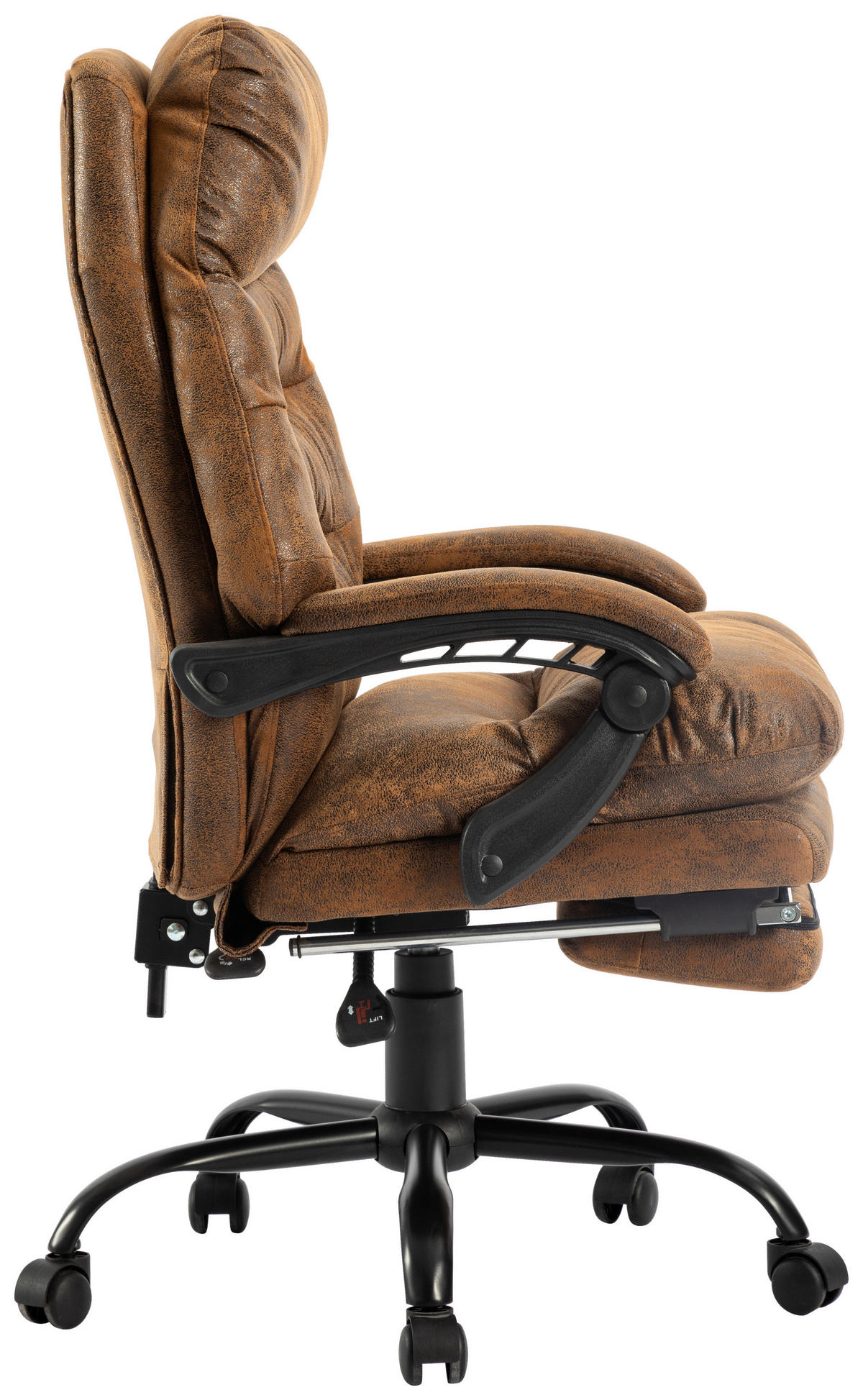 CHEFSESSEL  in Mikrofaser Braun, Schwarz  - Schwarz/Braun, Modern, Kunststoff/Textil (64/114-122/72cm) - MID.YOU