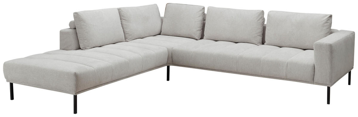 ECKSOFA in Flachgewebe Creme  270/308 cm  - Creme/Schwarz, Design, Textil/Metall (270/308cm) - Pure Home Lifestyle