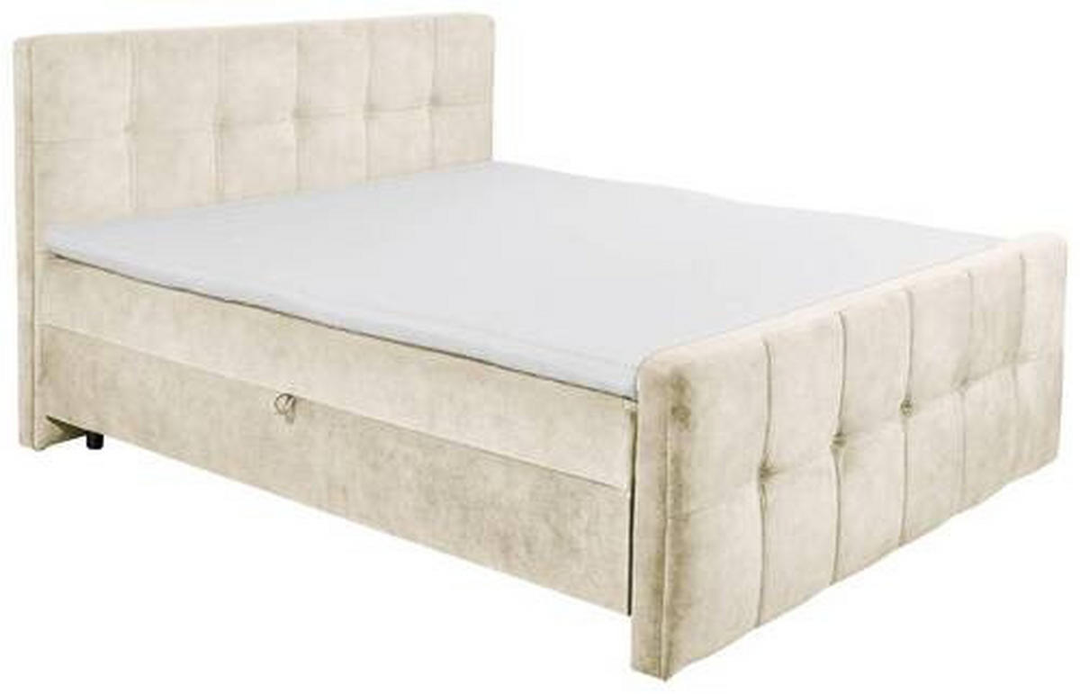 BOXBETT 160/200 cm  in Creme  - Creme/Schwarz, Modern, Holzwerkstoff/Kunststoff (160/200cm) - MID.YOU