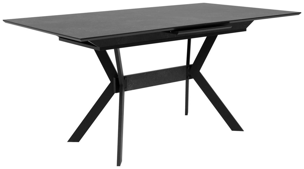 ESSTISCH Schwarz rechteckig  ausziehbar  - Schwarz, MODERN, Holzwerkstoff/Metall (160-200/90/76cm) - MID.YOU