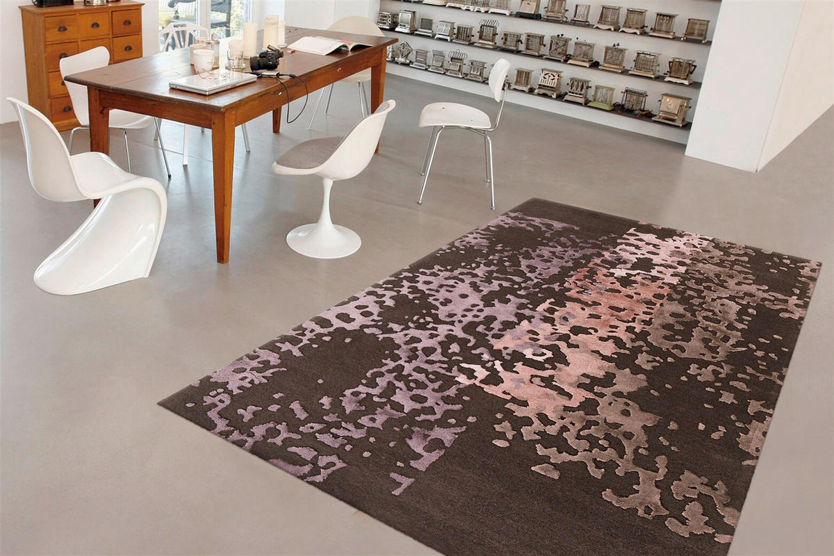 FLACHWEBETEPPICH Wohnzimmer 170/240 cm Rosa, Dunkelgrau rechteckig  - Dunkelgrau/Rosa, Basics, Textil (170/240cm) - Kayoom