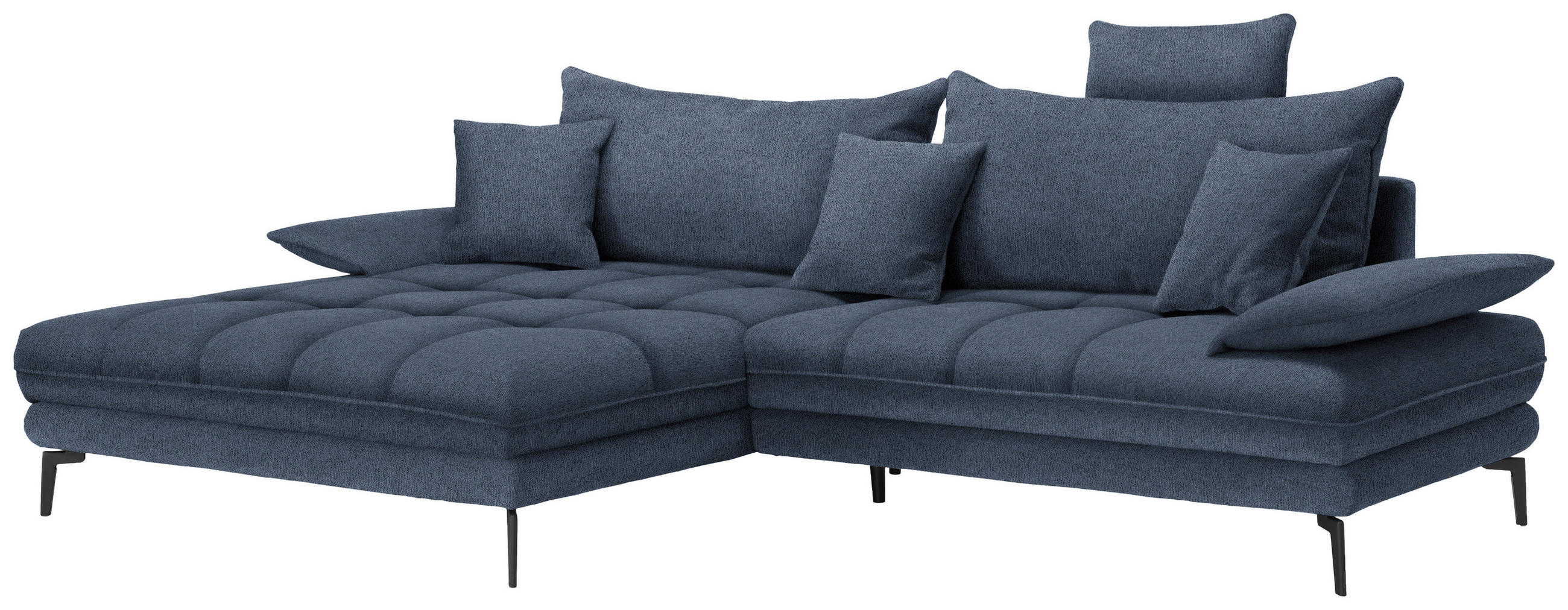 ECKSOFA PRATO Dunkelblau Webstoff  - Schwarz/Dunkelblau, MODERN, Textil/Metall (176/292cm) - MID.YOU