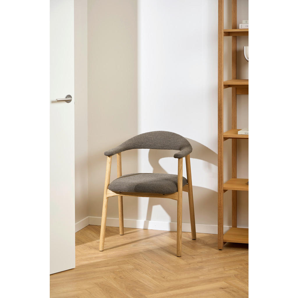 Thumbnail - Mid.you Armlehnstuhl, Taupe, Textil, Eiche, massiv, Rundrohr, 56x75.5x54 cm, FSC Mix, Esszimmer, Stühle, Esszimmerstühle...