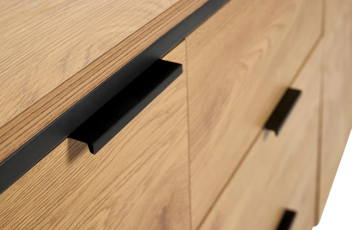 SIDEBOARD Eichefarben  155/80,6/45 cm  - Eichefarben/Schwarz, Design, Holzwerkstoff/Metall (155/80,6/45cm) - Lomoco