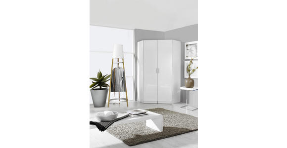 ECKSCHRANK 117/197/117 cm - Weiß Hochglanz/Alufarben, Design, Holzwerkstoff/Kunststoff (117/197/117cm) - Carryhome