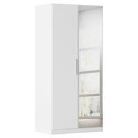DREHTÜRENSCHRANK 91/197/54 cm,  in Weiß, 2 Tür(en)  - Alufarben/Weiß, KONVENTIONELL, Glas/Holzwerkstoff (91/197/54cm) - home24