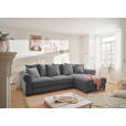 ECKSOFA Dunkelgrau Cord  - Dunkelgrau/Schwarz, KONVENTIONELL, Kunststoff/Textil (318/197cm) - Hom`in