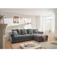 ECKSOFA Dunkelgrau Cord  - Dunkelgrau/Schwarz, KONVENTIONELL, Kunststoff/Textil (318/197cm) - Hom`in