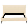 POLSTERBETT 140/200 cm,  in Beige, gepolstertes Kopfteil,  - Beige/Schwarzchrom, KONVENTIONELL, Leder/Metall (140/200cm) - Esposa