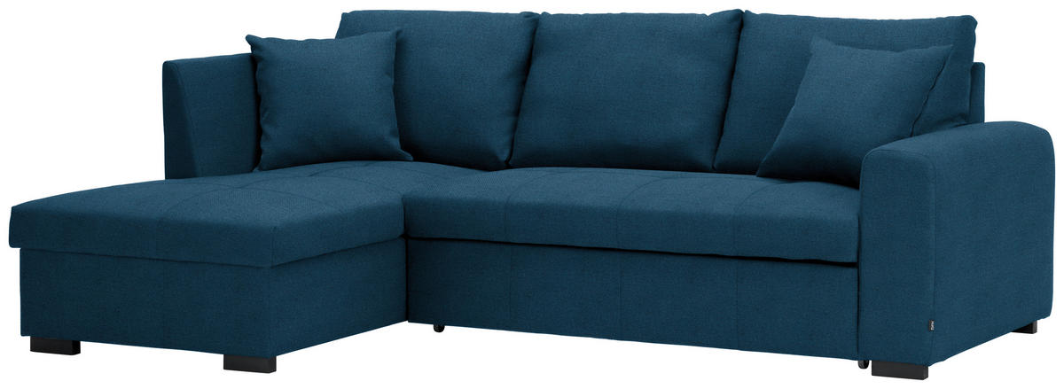 ECKSOFA in Webstoff Blau  - Blau/Schwarz, Design, Kunststoff/Textil (158/238cm) - Livetastic