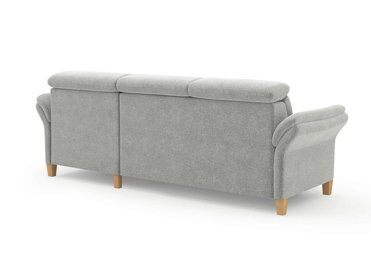ECKSOFA GLENDALE E Hellgrau Flachgewebe  - Eichefarben/Hellgrau, KONVENTIONELL, Holz/Textil (253/166cm) - Sit & More