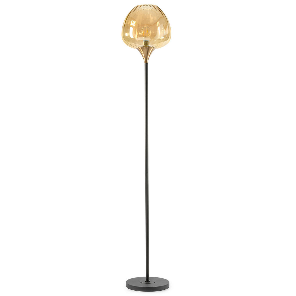 STEHLEUCHTE 26/26/160 cm    - Cognac, KONVENTIONELL, Glas/Metall (26/26/160cm)