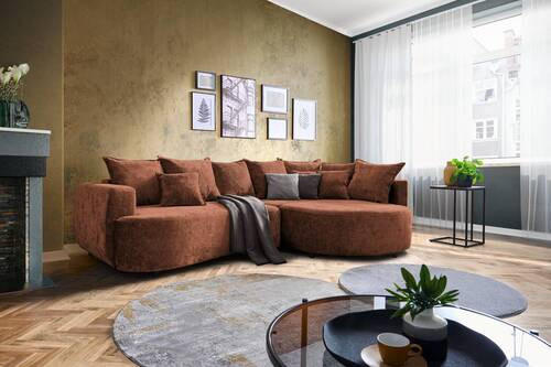 ECKSOFA in Chenille Braun  - Schwarz/Braun, Design, Kunststoff/Textil (307/194cm) - Carryhome